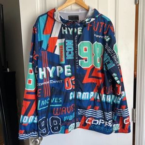 Copper Rivet Denim Factory men's windbreaker full zip hooded multicolor X-Large